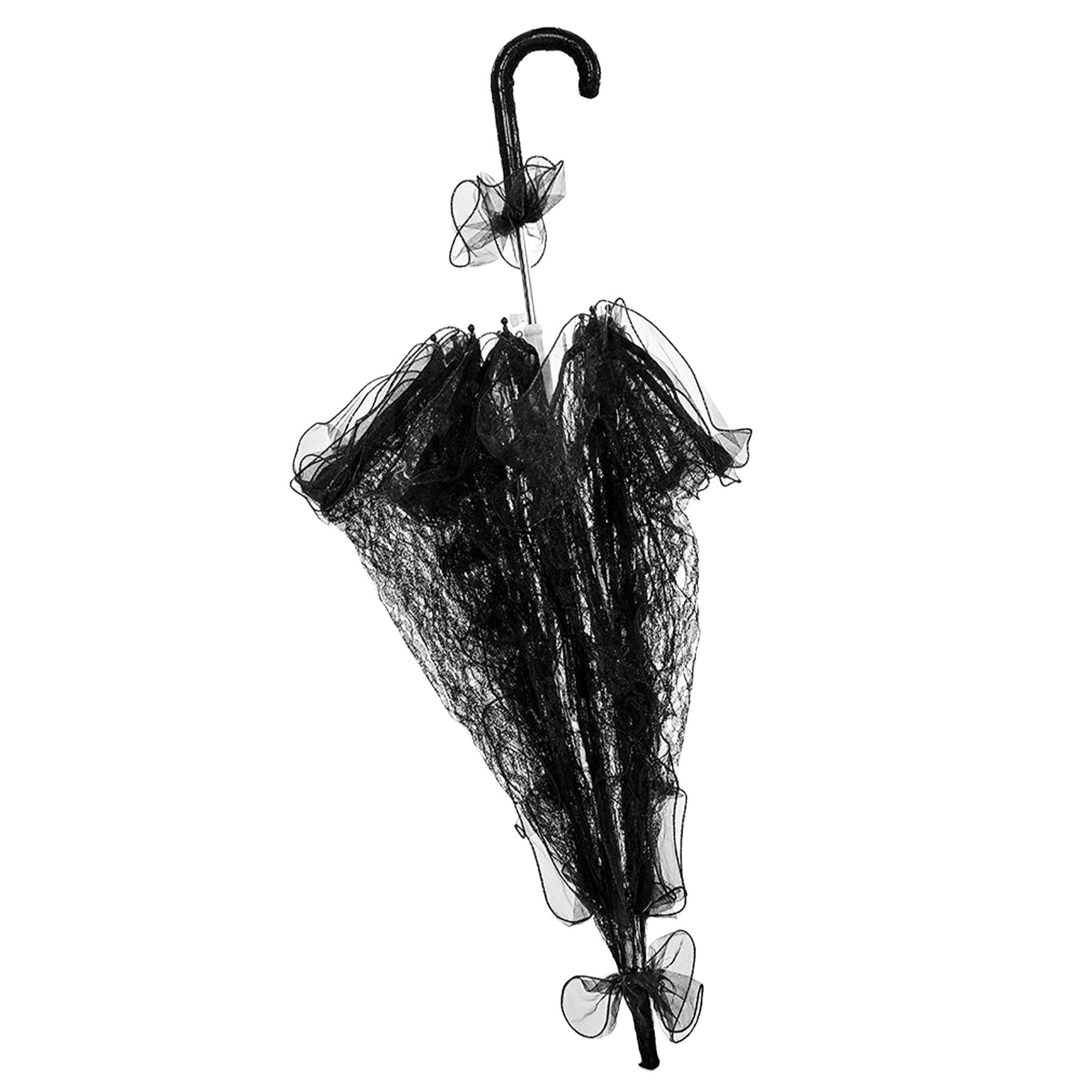 Polyester lace mesh sheer see-through see-thru accessories umbrella sun-umbrella fashion-umbrella parasol aesthetic dark alluring allure delicate fashion alt-fashion goth gothic goth-doll gift costume cosplay halloween halloween-couture female femme feminine womens black