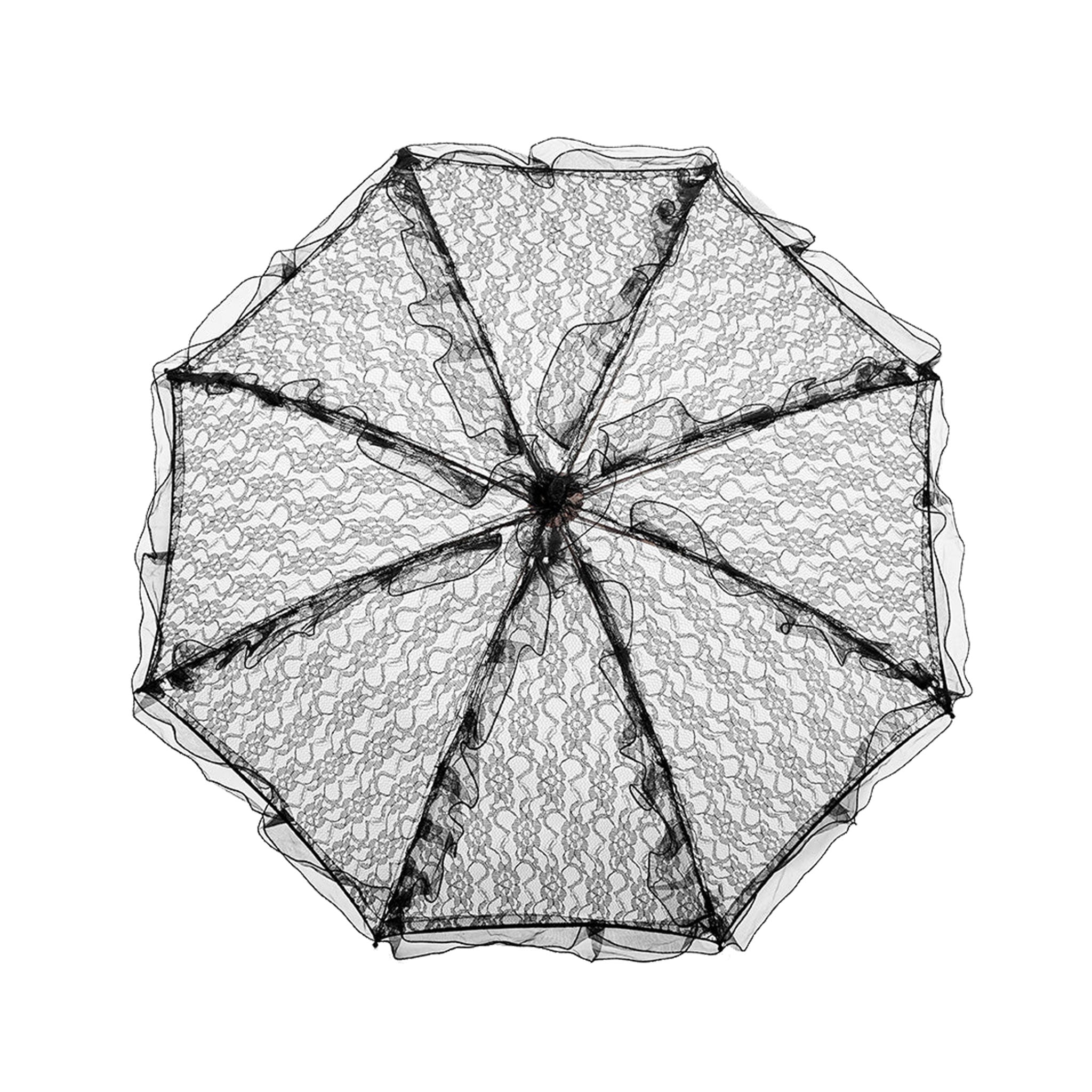 Polyester lace mesh sheer see-through see-thru accessories umbrella sun-umbrella fashion-umbrella parasol aesthetic dark alluring allure delicate fashion alt-fashion goth gothic goth-doll gift costume cosplay halloween halloween-couture female femme feminine womens black