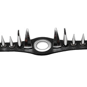 Faux-leather synthetic-leather PU-leather choker collar spike spikes curved spiked large-grommet adjustable buckle metallic alloy fetish fashion alt-fashion punk rock goth cyber cyber-punk cyberpunk black-metal post-apocalyptic metalhead dark-punk clubwear club-wear rave ravewear rave-wear edgy fierce unisex accessories black silver