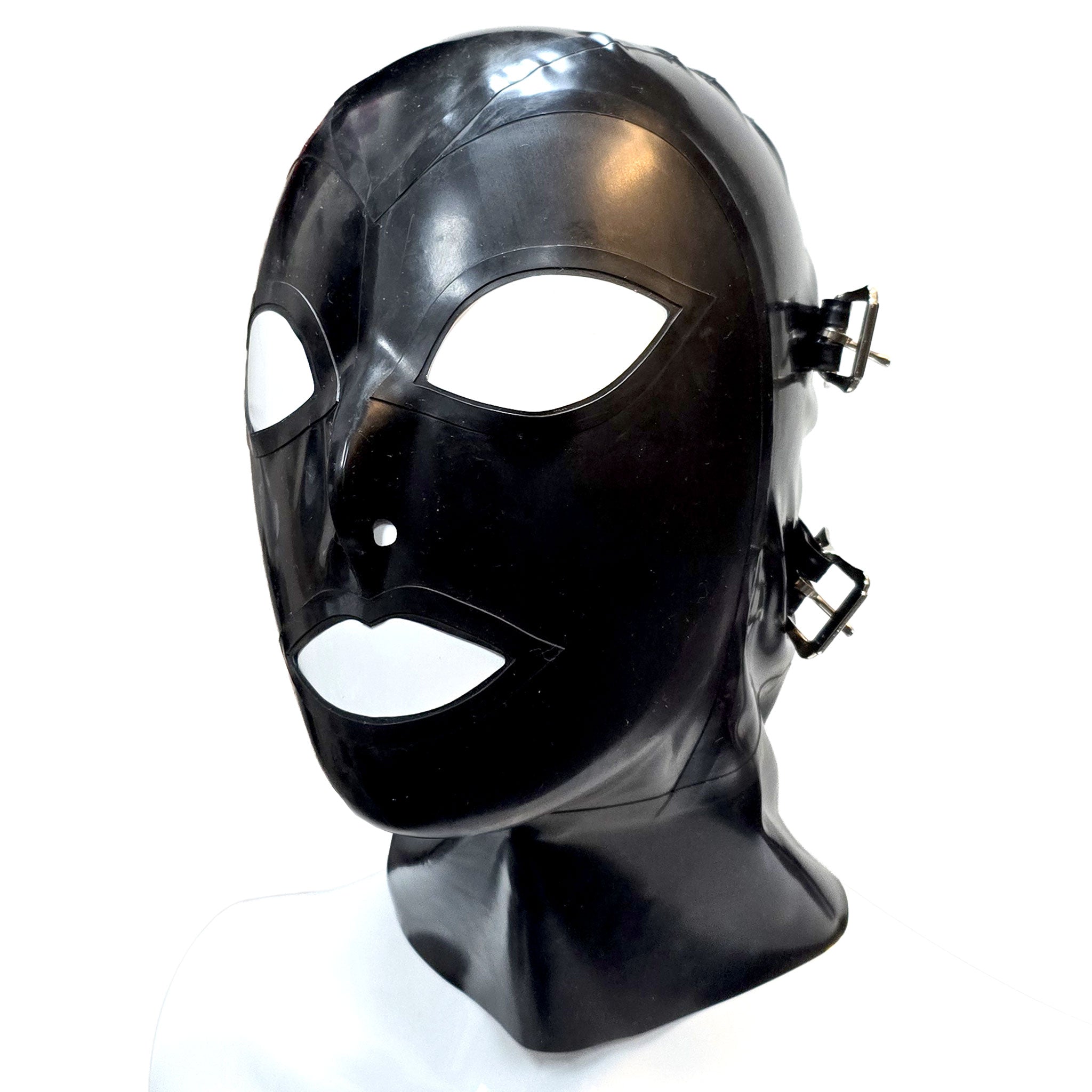 Latex heavy-latex rubber thick grommets accessories latex-accessories head-gear hood latex-hood mask full-face anatomical mouth-gag ball-gag blindfold adjustable buckles zipper back-zip D-ring shiny glossy sexy fetish fashion alt-fashion alternative bedroom dungeon bondage bdsm bdsm-gear bdsm-toys bdsm-fashion kink kinky kink-play kinky-toys kinkwear restraints sensory-play costume cosplay halloween unisex black