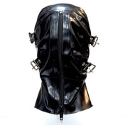 Latex heavy-latex rubber thick grommets accessories latex-accessories head-gear hood latex-hood mask full-face anatomical mouth-gag ball-gag blindfold adjustable buckles zipper back-zip D-ring shiny glossy sexy fetish fashion alt-fashion alternative bedroom dungeon bondage bdsm bdsm-gear bdsm-toys bdsm-fashion kink kinky kink-play kinky-toys kinkwear restraints sensory-play costume cosplay halloween unisex black