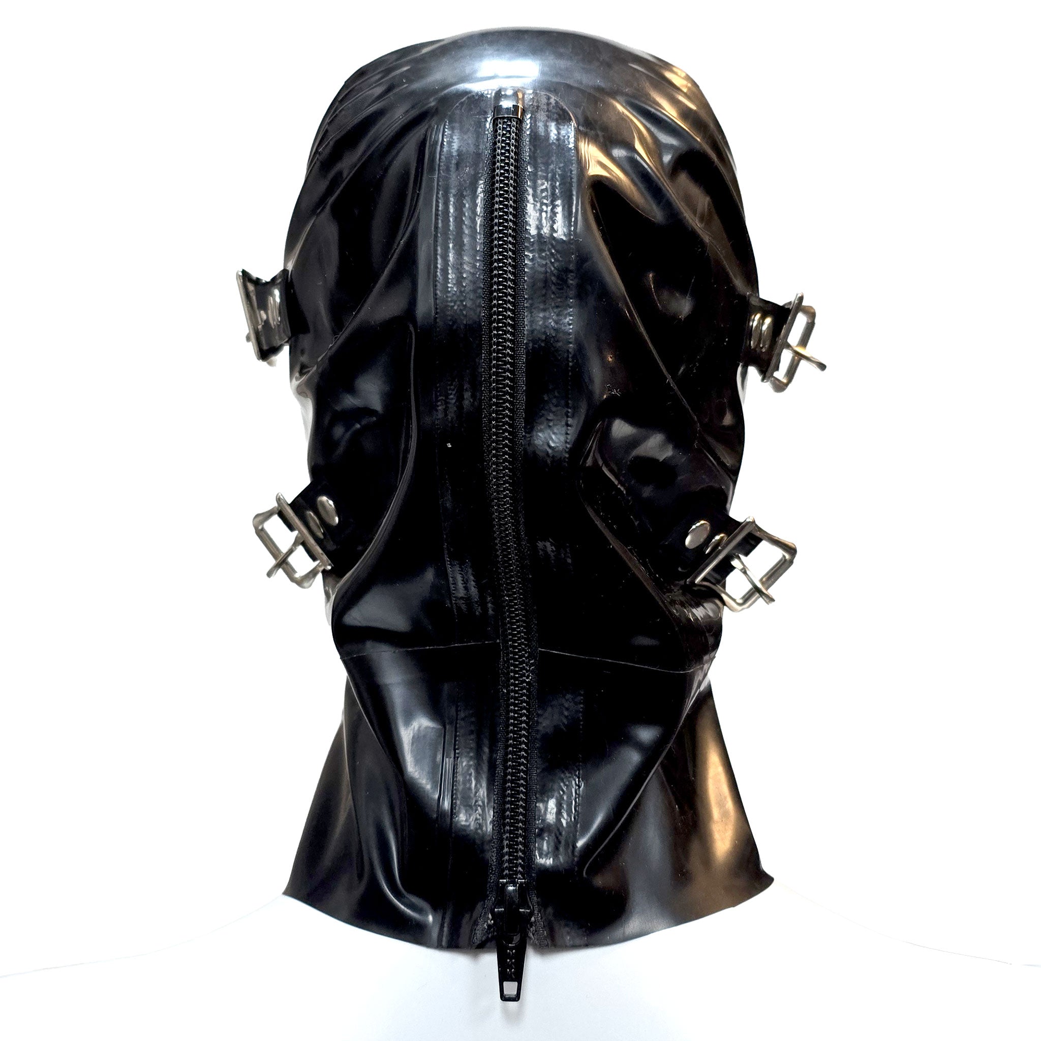 Latex heavy-latex rubber thick grommets accessories latex-accessories head-gear hood latex-hood mask full-face anatomical mouth-gag ball-gag blindfold adjustable buckles zipper back-zip D-ring shiny glossy sexy fetish fashion alt-fashion alternative bedroom dungeon bondage bdsm bdsm-gear bdsm-toys bdsm-fashion kink kinky kink-play kinky-toys kinkwear restraints sensory-play costume cosplay halloween unisex black