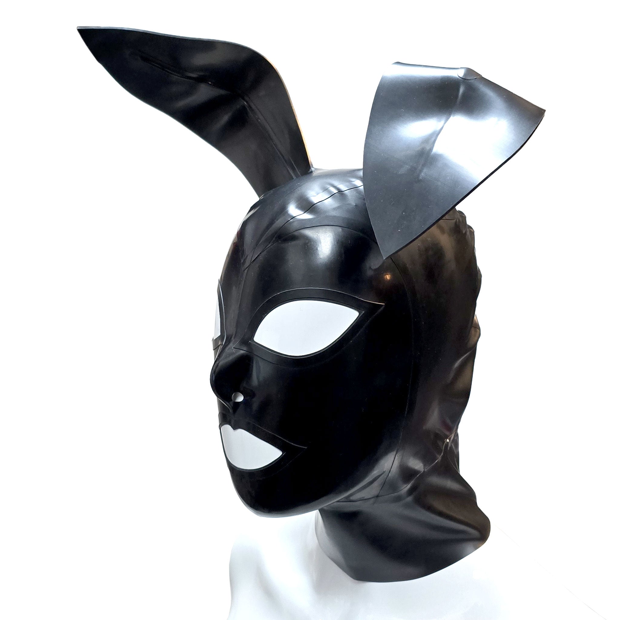 Latex rubber accessories latex-accessories head-gear hood latex-hood mask anatomical zipper back-zip hair-shield ears posable bendable flexible shiny glossy bounce hop fetish fashion alt-fashion alternative bedroom dungeon festival bondage bdsm bdsm-toys bdsm-gear bdsm-fashion kink kinky kinky-toys kinkwear kinky-play pet-play bunny rabbit hare roleplay role-play occupation playboy-bunny costume cosplay halloween halloween-accessories unisex black