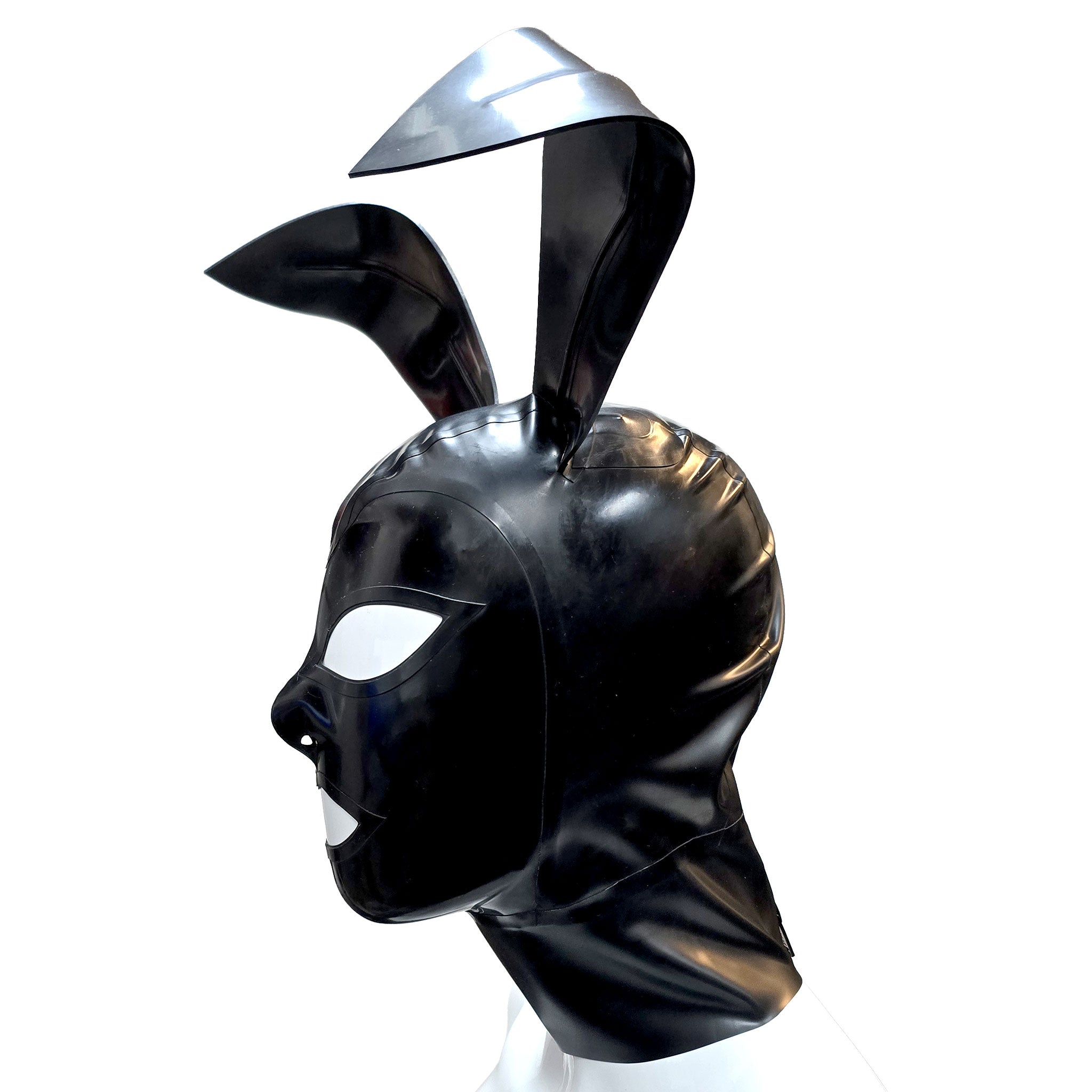 Latex rubber accessories latex-accessories head-gear hood latex-hood mask anatomical zipper back-zip hair-shield ears posable bendable flexible shiny glossy bounce hop fetish fashion alt-fashion alternative bedroom dungeon festival bondage bdsm bdsm-toys bdsm-gear bdsm-fashion kink kinky kinky-toys kinkwear kinky-play pet-play bunny rabbit hare roleplay role-play occupation playboy-bunny costume cosplay halloween halloween-accessories unisex black