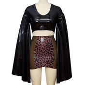 latex butterfly crop top, dramatic bell sleeve latex shirt, latex fashion crop, rave fetish latex top, natural latex handcrafted crop top, Fetish Factory latex wear