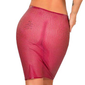 Latex rubber natural-latex fishnet fish-net latex-mesh fine-mesh semi-transparent apparel bottoms skirts midi-skirt knee-length over-the-knee pencil-skirt 3d-printed pull-on soft sexy uncomplicated fetish fashion alt-fashion goth gothic cyber clubwear clubbing party kink kinky kinkwear costume cosplay female femme feminine womens pink hot-pink