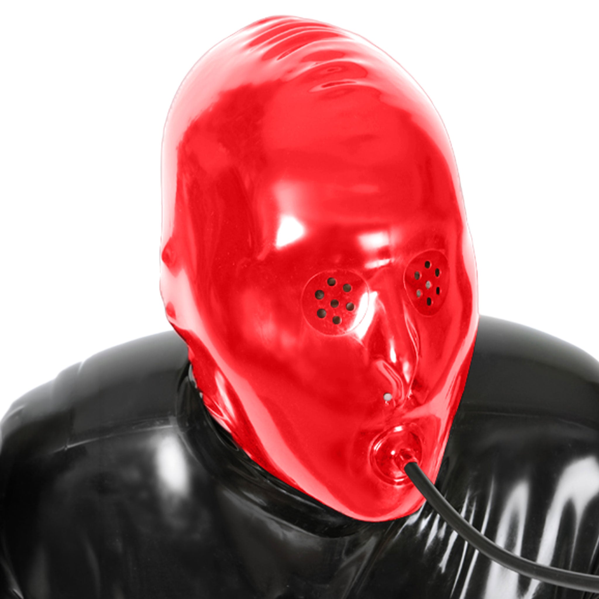 Latex rubber perforated-latex molded-latex accessories latex-accessories mask full-face hood latex-hood pullover pull-over anatomical nostril-holes covered-mouth perforated-eyes breathing-tube shiny glossy flexible fetish fashion alt-fashion alternative bondage bdsm bdsm-gear bdsm-toys kink kinky kinky-play kinkwear clinic-sex bizarre dungeon costume cosplay unisex red
