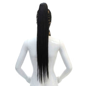 Latex rubber accessories head-gear headgear hood mask anatomical contrast-trim synthetic-hair ponytail pony-tail high-set zipper back-zip hair-protector shiny glossy bad-bitch fetish fashion alt-fashion bondage bdsm bdsm-gear kink kinky kinky-play kinkwear costume cosplay halloween unisex black black-hair brunette