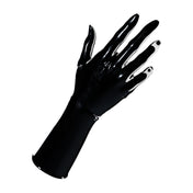 Latex rubber accessories gloves full-fingered mid-arm wrist mid-forearm forearm fetish fashion alt-fashion medical medical-play kin kinky kinky-play bdsm bdsm-gear unisex black obsidian-black