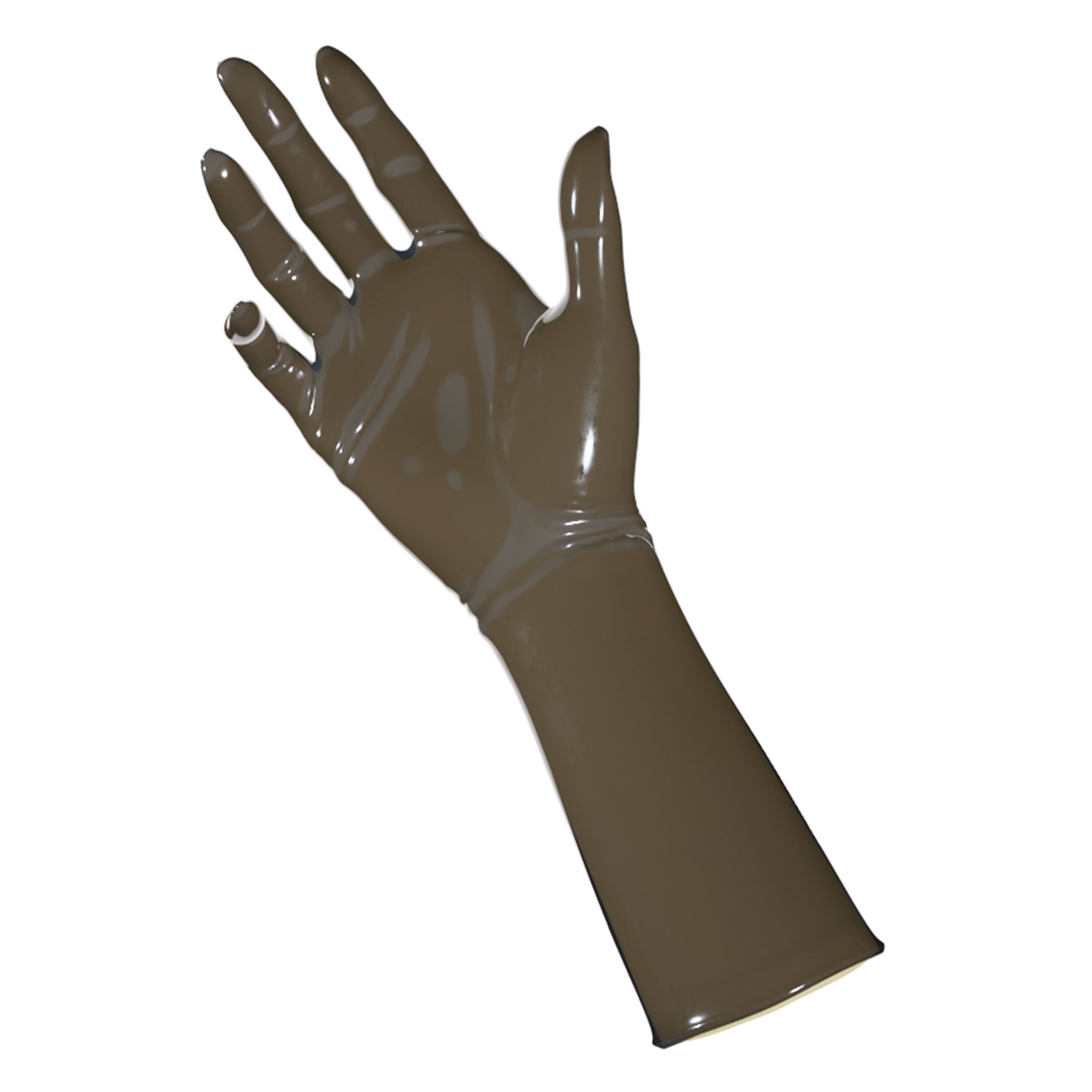 Latex rubber accessories gloves full-fingered mid-arm wrist mid-forearm forearm fetish fashion alt-fashion medical medical-play kin kinky kinky-play bdsm bdsm-gear unisex smoke transparent-smoke translucent-smoky