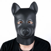 Latex natural-latex accessories hood mask anatomical ears back-zip zipper hair-shield shiny bondage bdsm depersonalization animal-play pet-play pup-play dog puppy kink kinky kinky-play costume cosplay halloween black