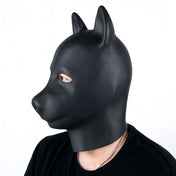 Latex natural-latex accessories hood mask anatomical ears back-zip zipper hair-shield shiny bondage bdsm depersonalization animal-play pet-play pup-play dog puppy kink kinky kinky-play costume cosplay halloween black