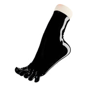 Latex rubber accessories socks toe-socks foot footwear ankle ankle-length warming fetish fashion alt-fashion medical medical-play kink kinky kinky-play bdsm bdsm-gear unisex black obsidian-black