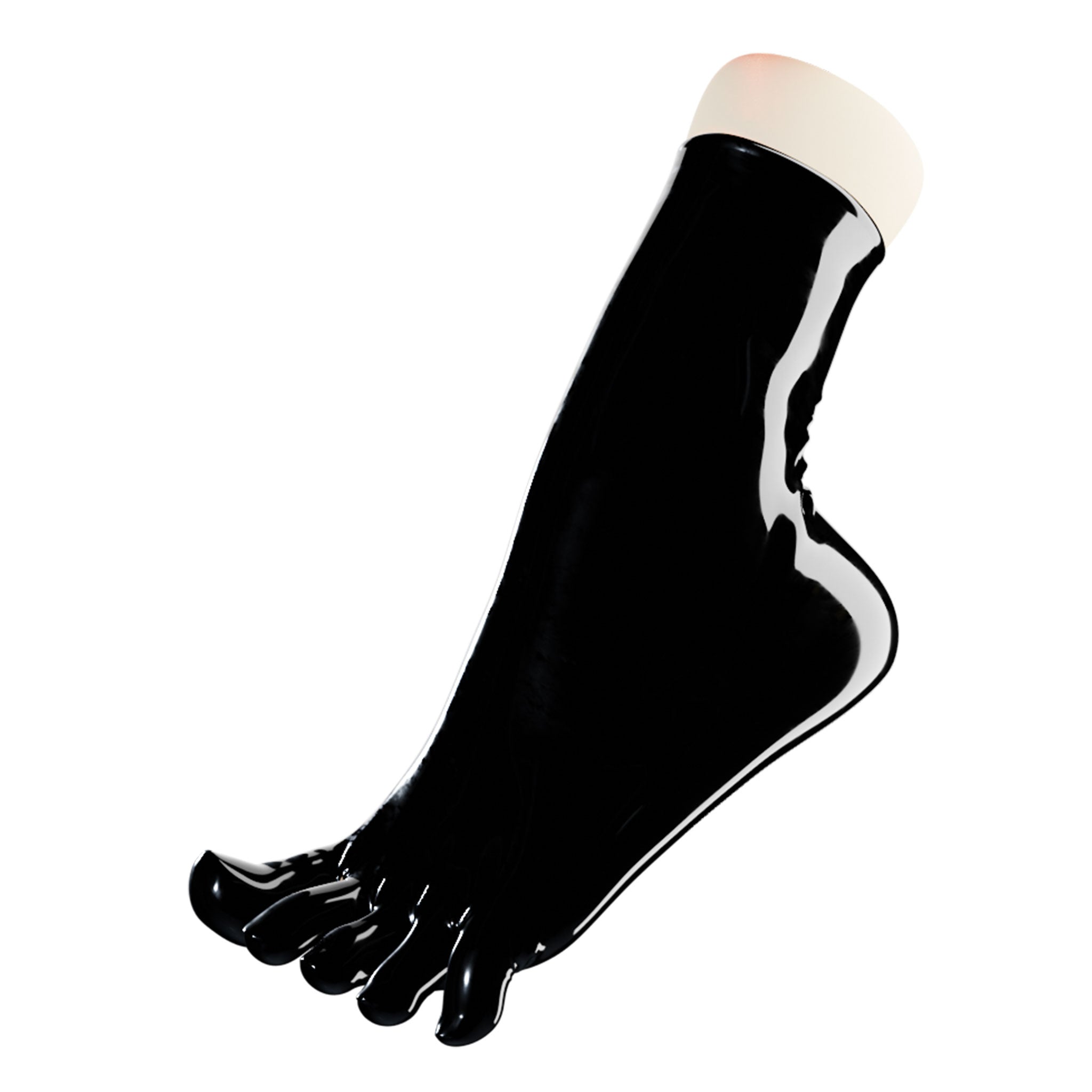 Latex rubber accessories socks toe-socks foot footwear ankle ankle-length warming fetish fashion alt-fashion medical medical-play kink kinky kinky-play bdsm bdsm-gear unisex black obsidian-black
