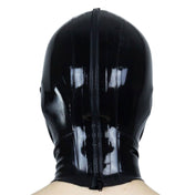 Latex rubber cut-and-glued hood mask 2-layer two-layer enclosed enclosure sensory-deprivation inner inside anatomical deprive block back zip zipper bondage bdsm bdsm-gear bdsm-play kink kinky kinky-play extreme accessories black