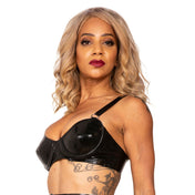 Latex rubber thick intimates lingerie latex-lingerie top bra underwire under-wire support power-bra adjustable straps shoulder-straps O-ring snap-button press-button bdsm-gear fetish fashion alt-fashion ultra-sexy sexy pinup pin-up outerwear underwear black