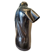 Latex rubber thick-latex thick-rubber etched geometric-pattern top shirt dress-shirt short-sleeve sleeves sleeved front-zip full-zip zipper lapel-collar tailored sleek fetish fashion alt-fashion classic kink kinky male masculine masc mens menswear guys dudes black sahara