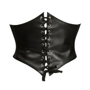 lace-up corset belt cincher, adjustable waist cincher, black corset belt, stretchy elastic cincher, snap-button corset, versatile corset belt