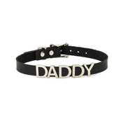 Leather genuine-leather stainless-steel accessories neckwear collar choker 3D 3-D letter statement word ID movable adjustable buckle fetish fashion alt-fashion alternative punk goth gothic rave raver-babe bedroom dungeon bondage bdsm bdsm-fashion bdsm-gear kink kinky kinkwear costume cosplay halloween gifts unisex black daddy