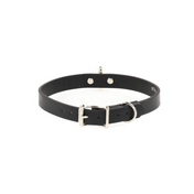 black leather bondage choker with 1 inch metal loop and ring 3/4 inch wide adjustable buckle fetish goth punk collar