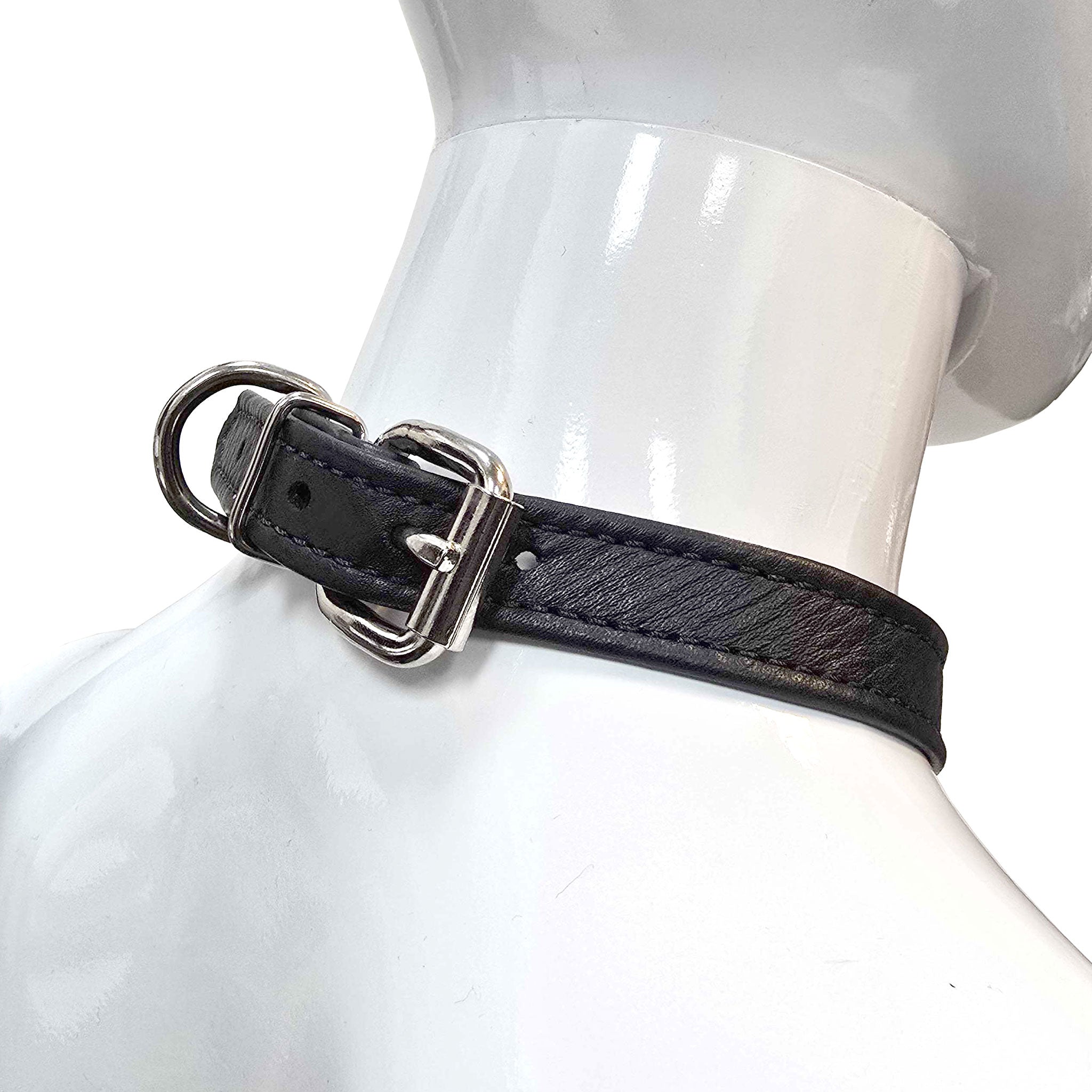 Leather genuine-leather metallic-chain accessories collar choker O-ring D-ring chain-waterfall leash leashes leads rope chain fetish fashion alt-fashion goth gothic bondage bdsm bdsm-gear bdsm-toys kink kinky kinky-play kinkwear costume cosplay halloween unisex black