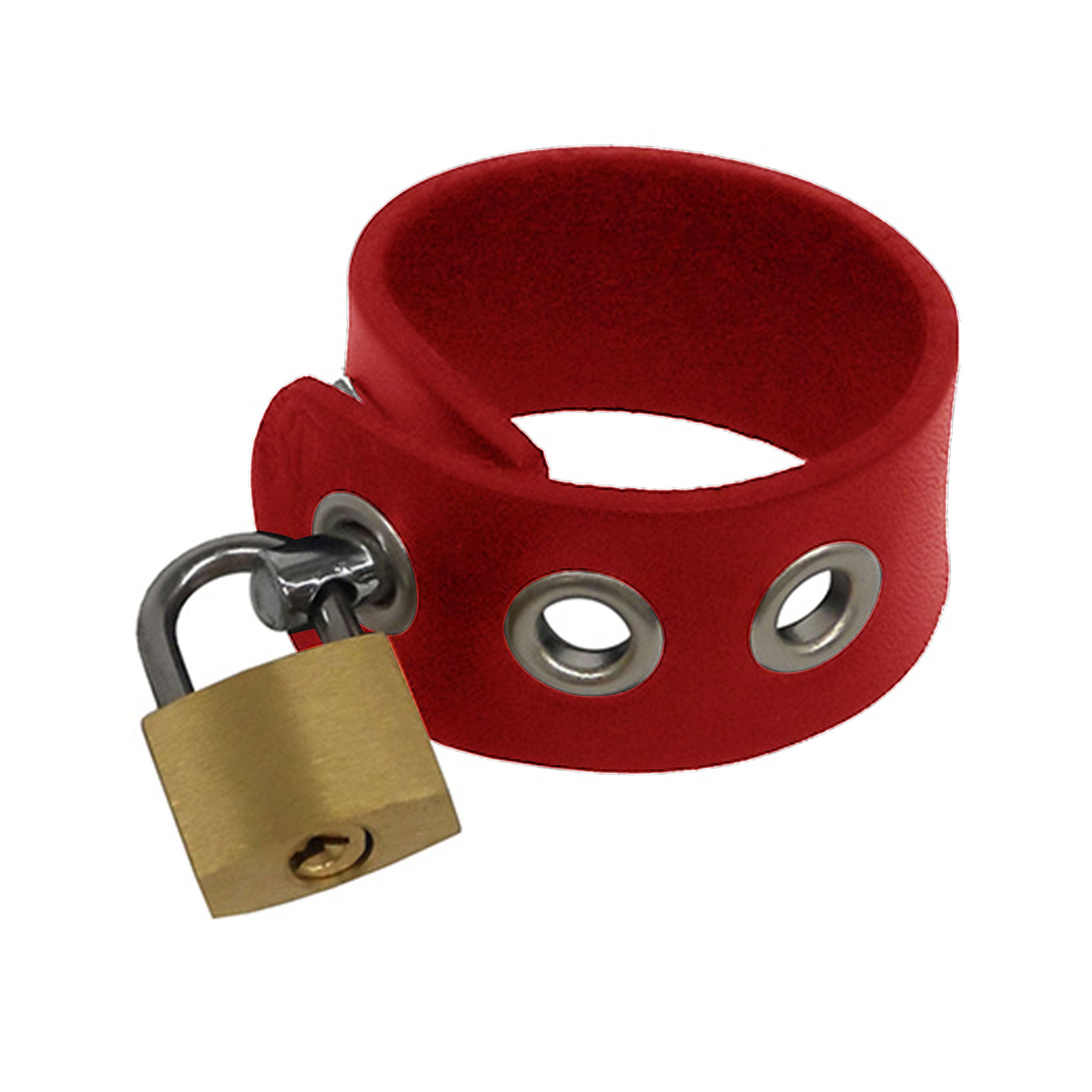 Leather genuine-leather accessories nonvibe non-vibe nonvibrating non-vibrating ballstretcher ball-stretcher stretching cock-and-ball cnb scrotum scrotal testicles testes nutsack nut-sack locking lockable lock-post adjustable grommets bondage bdsm bdsm-toys bdsm-gear kink kinky kinky-toys sensory sensory-play stocking-stuffer male masculine masc mens menswear guys dudes adult-toys red