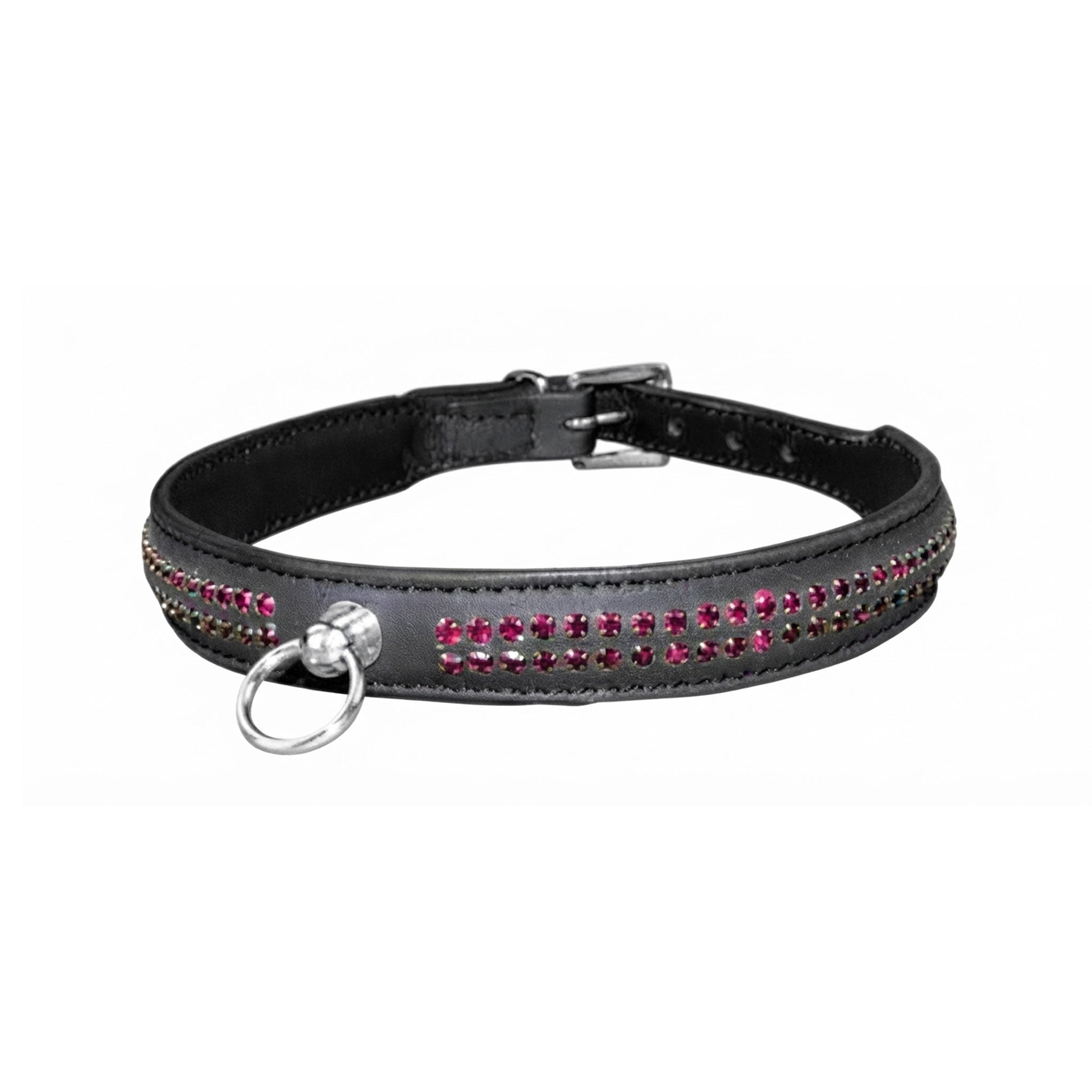 Leather genuine-leather real-leather high-quality rhinestones accessories collar bondage-collar day-collar choker O-ring ball-post adjustable buckle fetish fashion alt-fashion punk goth gothic kink kinky kinky-gear bdsm bondage slave sub submissive submission pet pet-play kitty kitten adult-toys black purple