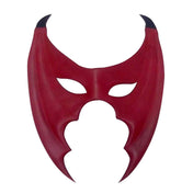 Leather genuine-leather handcrafted accessories mask half-mask wings stylized claw-tip mysterious unique costume cosplay halloween masquerade demon devil bat dragon succubus unisex black red