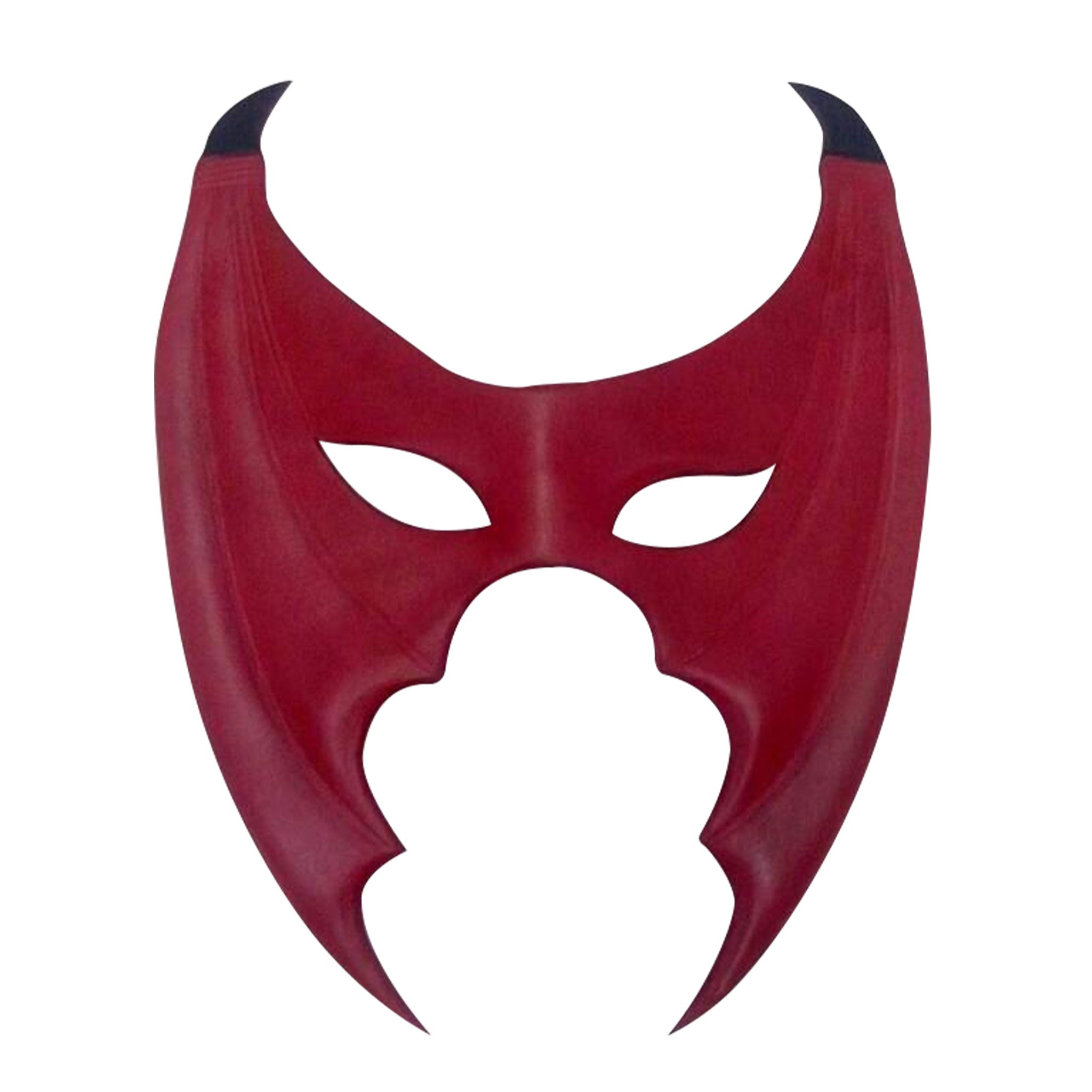 Leather genuine-leather handcrafted accessories mask half-mask wings stylized claw-tip mysterious unique costume cosplay halloween masquerade demon devil bat dragon succubus unisex black red