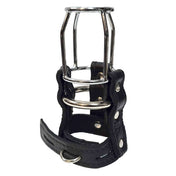 Leather garment-leather metallic cage accessories cage cock-cage cock-ring locking lockable stallion-guard durable comfortable streamlined secure bondage bdsm bdsm-toys kink kinky kinky-play chastity male-chastity sub submissive submission restraint adult-toys male masculine masc mens menswear guys dudes black