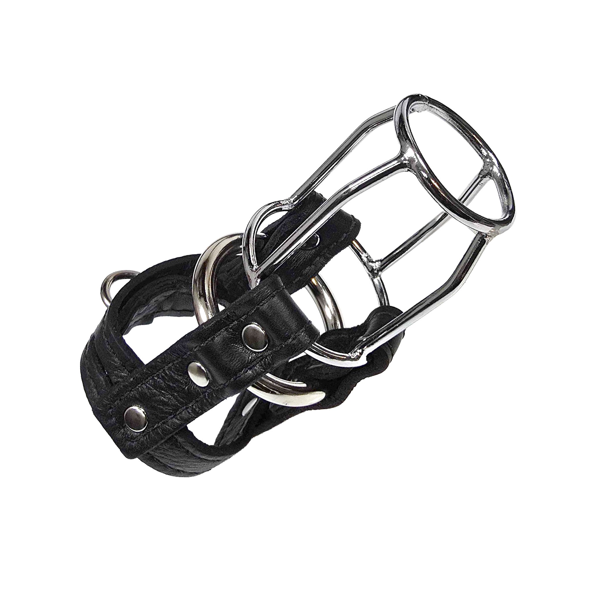 Leather garment-leather metallic cage accessories cage cock-cage cock-ring locking lockable stallion-guard durable comfortable streamlined secure bondage bdsm bdsm-toys kink kinky kinky-play chastity male-chastity sub submissive submission restraint adult-toys male masculine masc mens menswear guys dudes black