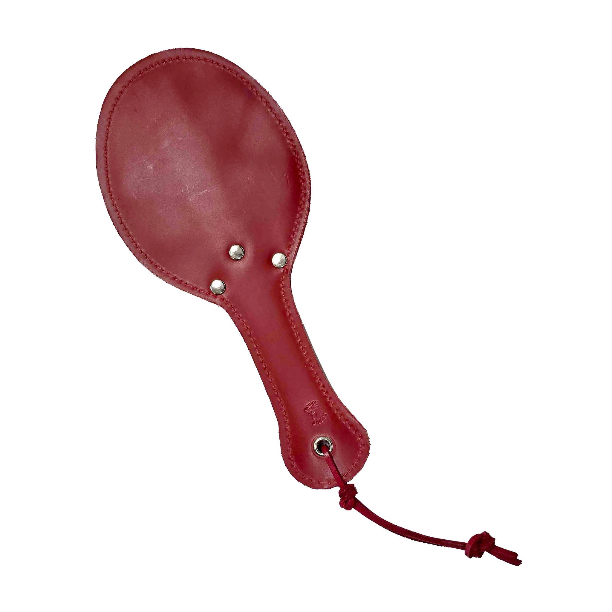Leather genuine-leather paddle mini-paddle travel-size lightweight spanking impact-toys impact-play kink kinky kinky-play bdsm bondage sadism masochism unisex adult-toys red
