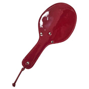 Leather patent paddle spanking naughty rounded glossy handle loop classic discipline bondage bdsm bdsm-gear impact impact-play adult-toys red