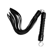 Leather rubber accessories whips flogger pocket-sized travel-sized falls swivel keyring key-ring keyring-head wrapped-leather swing bdsm bondage sadism masochism sadomasochism sadist masochist sadomasochist spank spanking impact impact-play adult-toys black