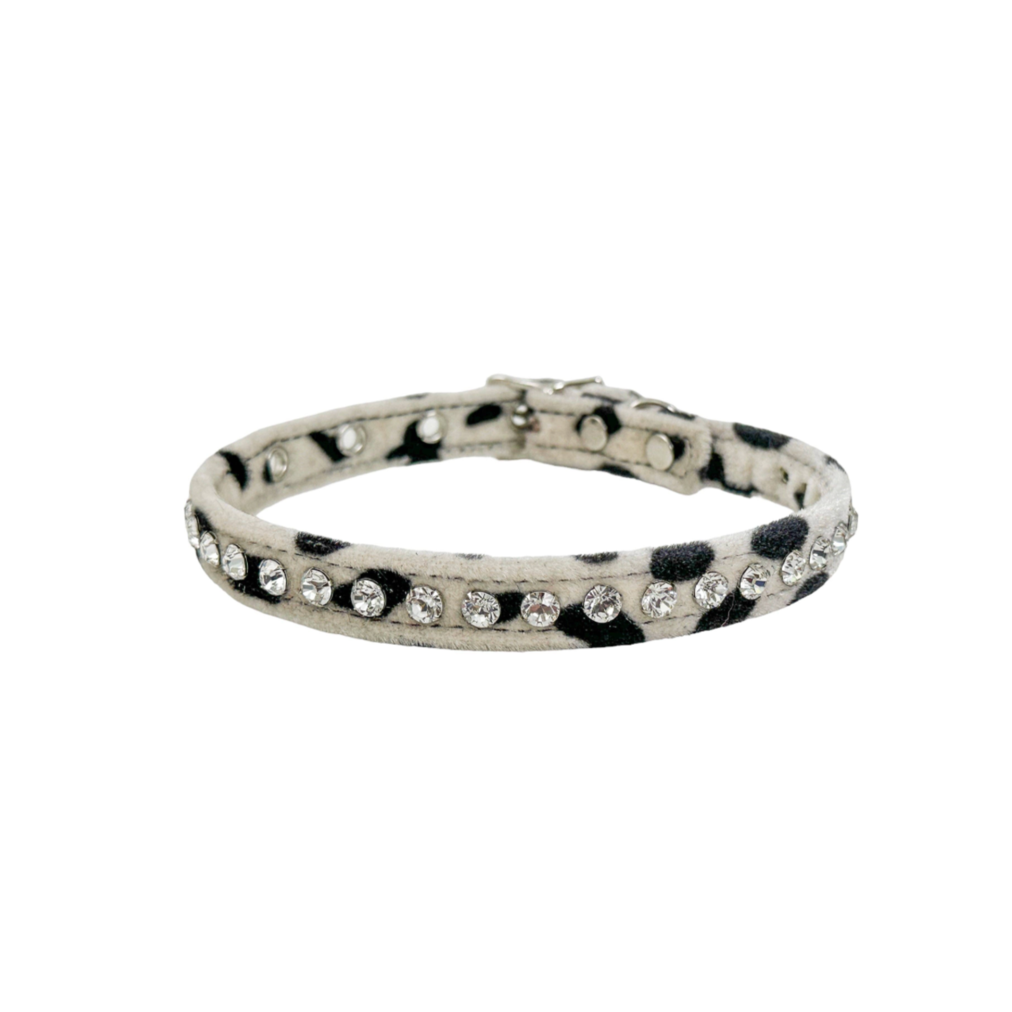 leopard print fuzzy fabric choker swarovski rhinestone statement jewelry glam punk gothic accessory