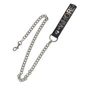 Leather genuine loop handle metal metallic chain leash lead trigger-clip D-ring swivel-clip keychain key-chain key dual-layer stainless-steel letters words statement ID bdsm bondage kink kinky kinky-play pet-play accessories black whore