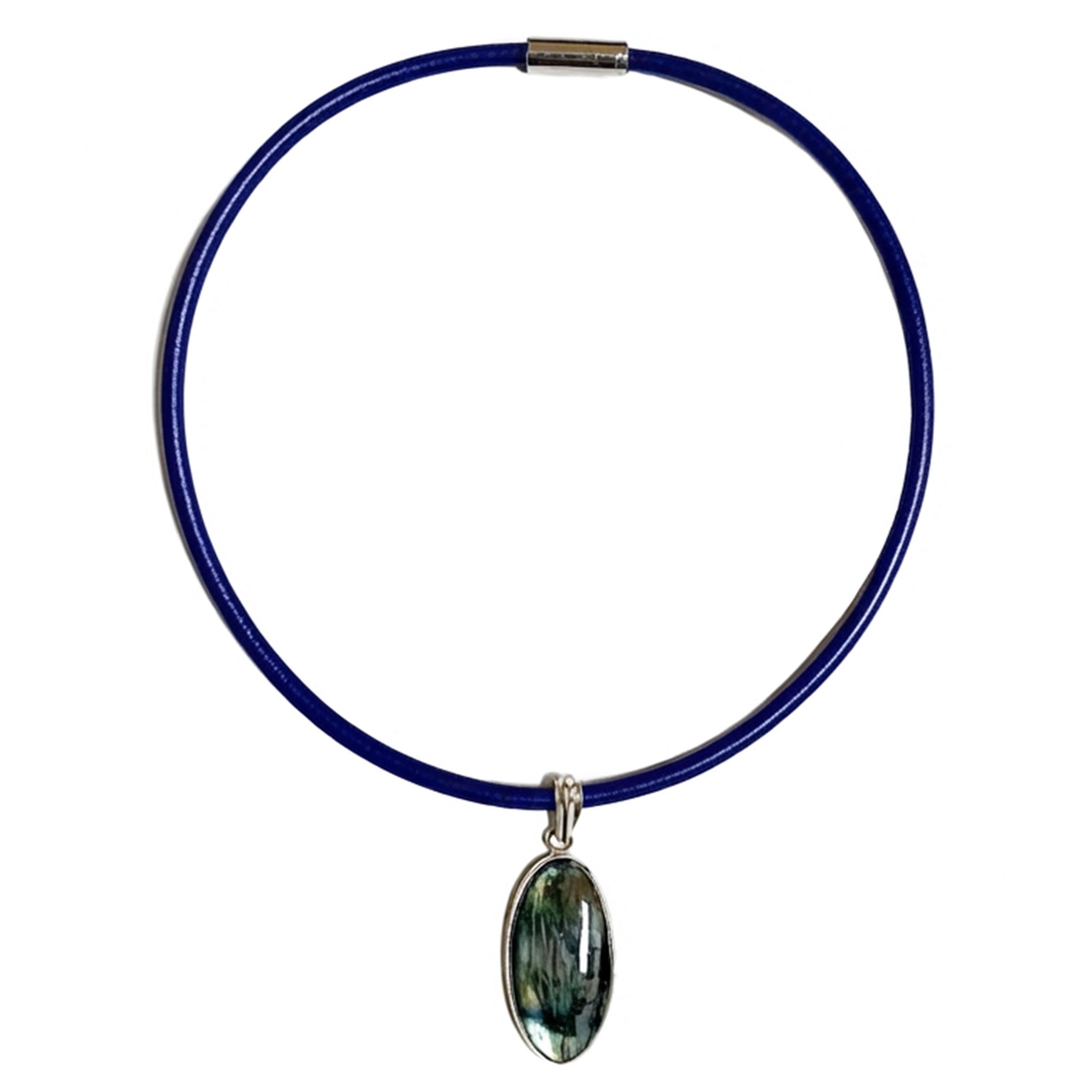 Leather italian-leather accessories jewelry natural-jewelry necklace choker stone-necklace licorice twist-lock twist-clasp metaphysical protector powerful chakra chakra-activating spiritual spiritual-attunement fashion alt-fashion alternative casual party clubwear gifts costume cosplay halloween unisex labradorite deep-blue 