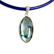 Leather italian-leather accessories jewelry natural-jewelry necklace choker stone-necklace licorice twist-lock twist-clasp metaphysical protector powerful chakra chakra-activating spiritual spiritual-attunement fashion alt-fashion alternative casual party clubwear gifts costume cosplay halloween unisex labradorite deep-blue 