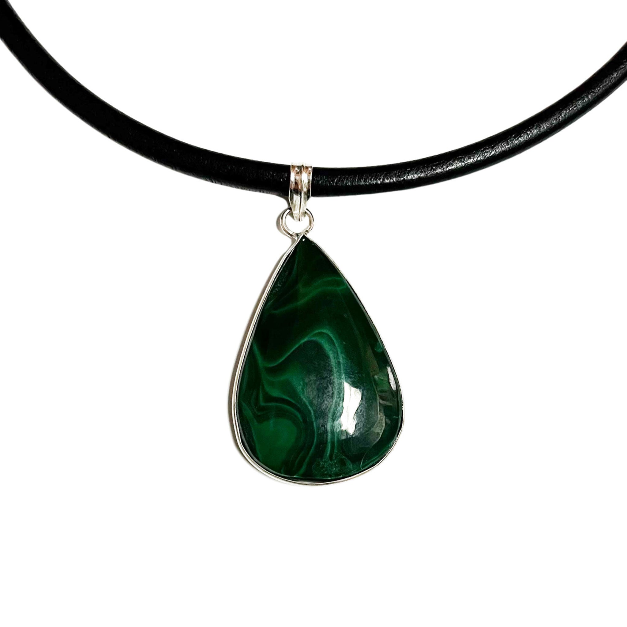 Leather italian-leather accessories jewelry natural-jewelry necklace choker stone-necklace licorice twist-lock twist-clasp metaphysical protector powerful chakra chakra-activating spiritual spiritual-attunement fashion alt-fashion alternative casual party clubwear gifts costume cosplay halloween unisex malachite black