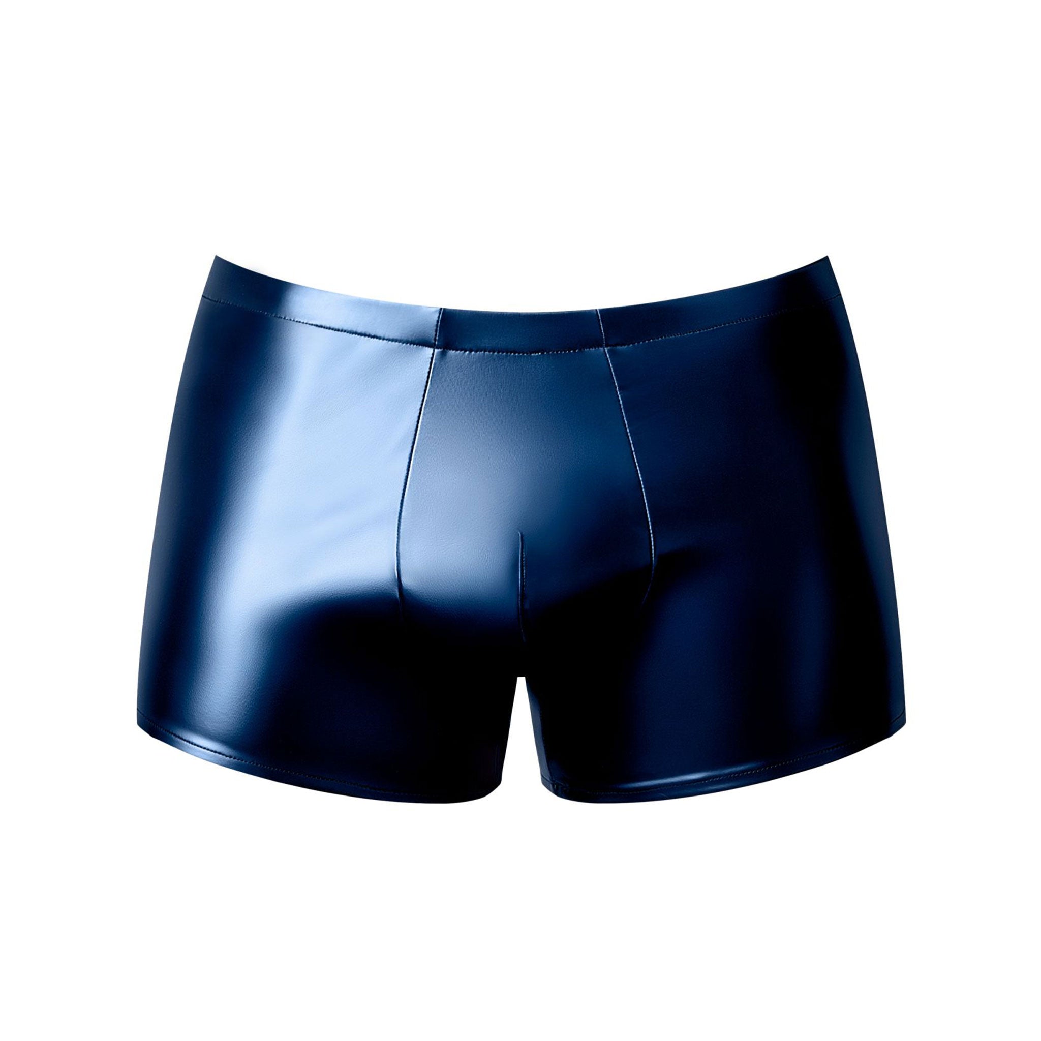 Polyester polyurethane Spandex wetlook wet-look bottoms intimates lingerie shorts boxer-shorts underwear high-cut low-cut comfort-pouch contoured-pouch full-coverage supportive-fit smooth shiny sexy alt-fashion daring rave club ravewear festival dancewear male masculine masc mens menswear guys dudes blue metallic
