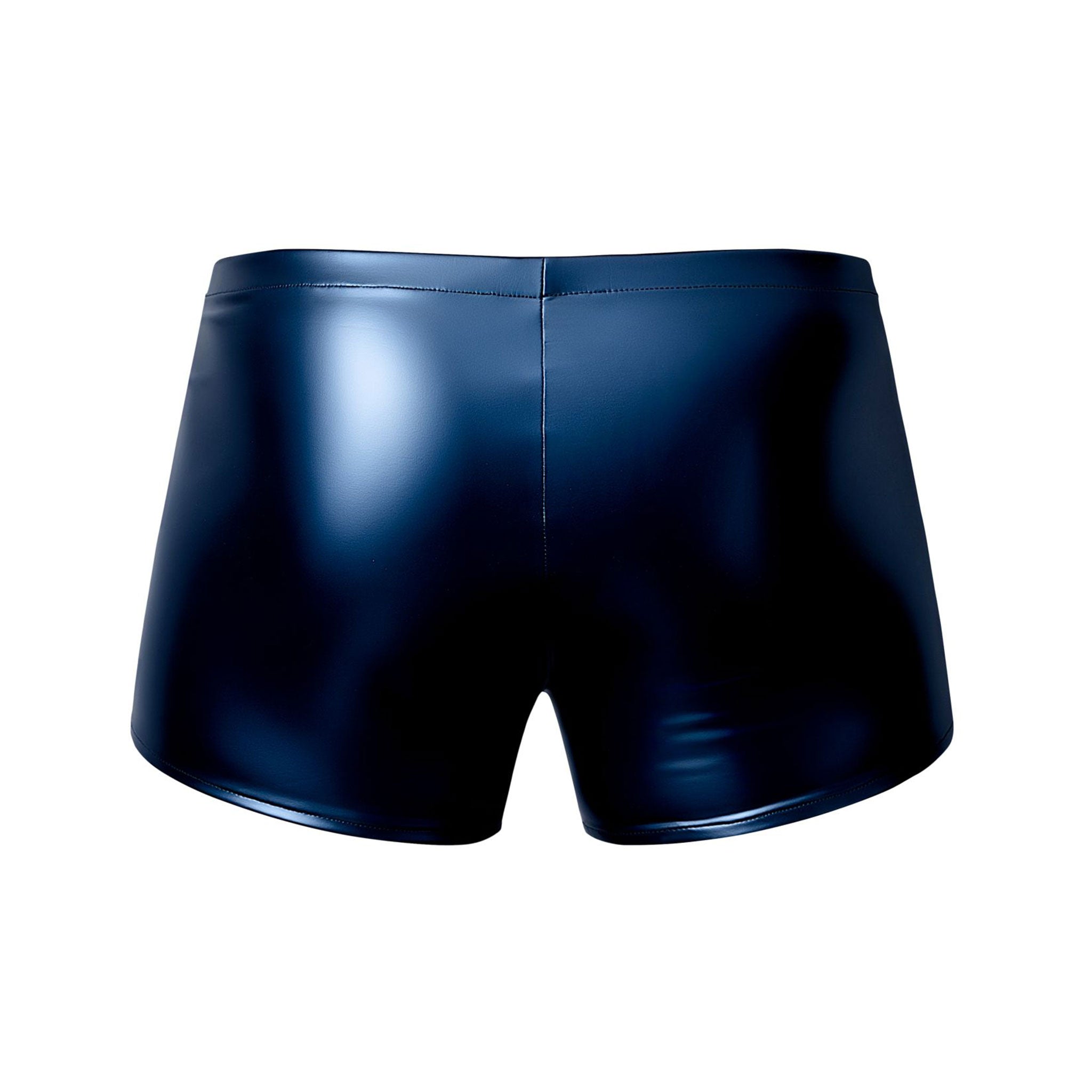 Polyester polyurethane Spandex wetlook wet-look bottoms intimates lingerie shorts boxer-shorts underwear high-cut low-cut comfort-pouch contoured-pouch full-coverage supportive-fit smooth shiny sexy alt-fashion daring rave club ravewear festival dancewear male masculine masc mens menswear guys dudes blue metallic