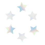 Swimsuit-material adhesive medical-grade self-adhering self-adhesive waterproof accessories intimates skin sensitive-skin stickers body-stickers 6pk 6-pk 6-pack six-pack star star-shaped shiny sparkly fun fashion alt-fashion rave ravewear raver-babe festivalwear partywear clubwear unisex lgbtq pride white holographic iridescent 