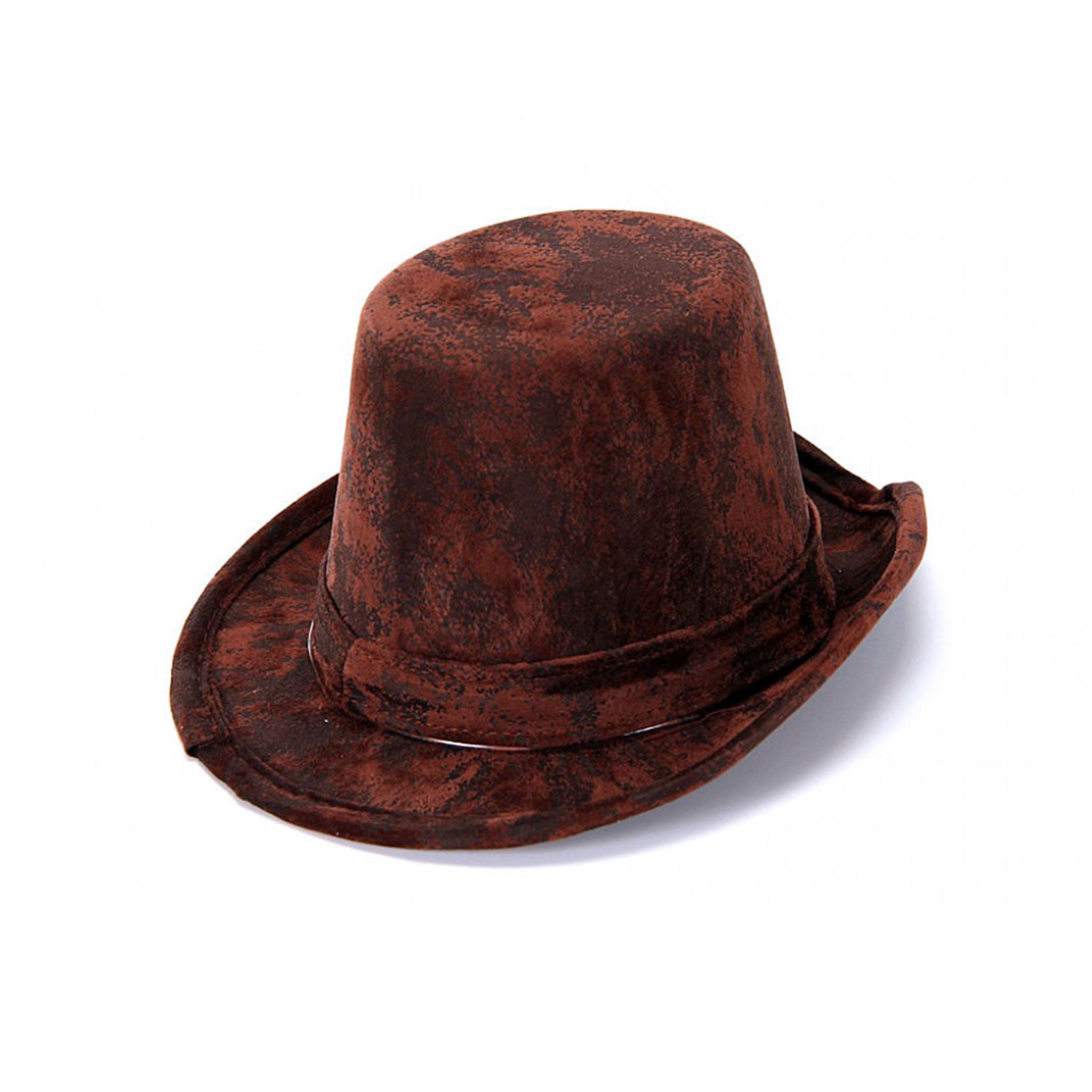 Suede distressed headgear hat Victorian style little elastic fashion steampunk industrial adjustable costume cosplay halloween accessories brown