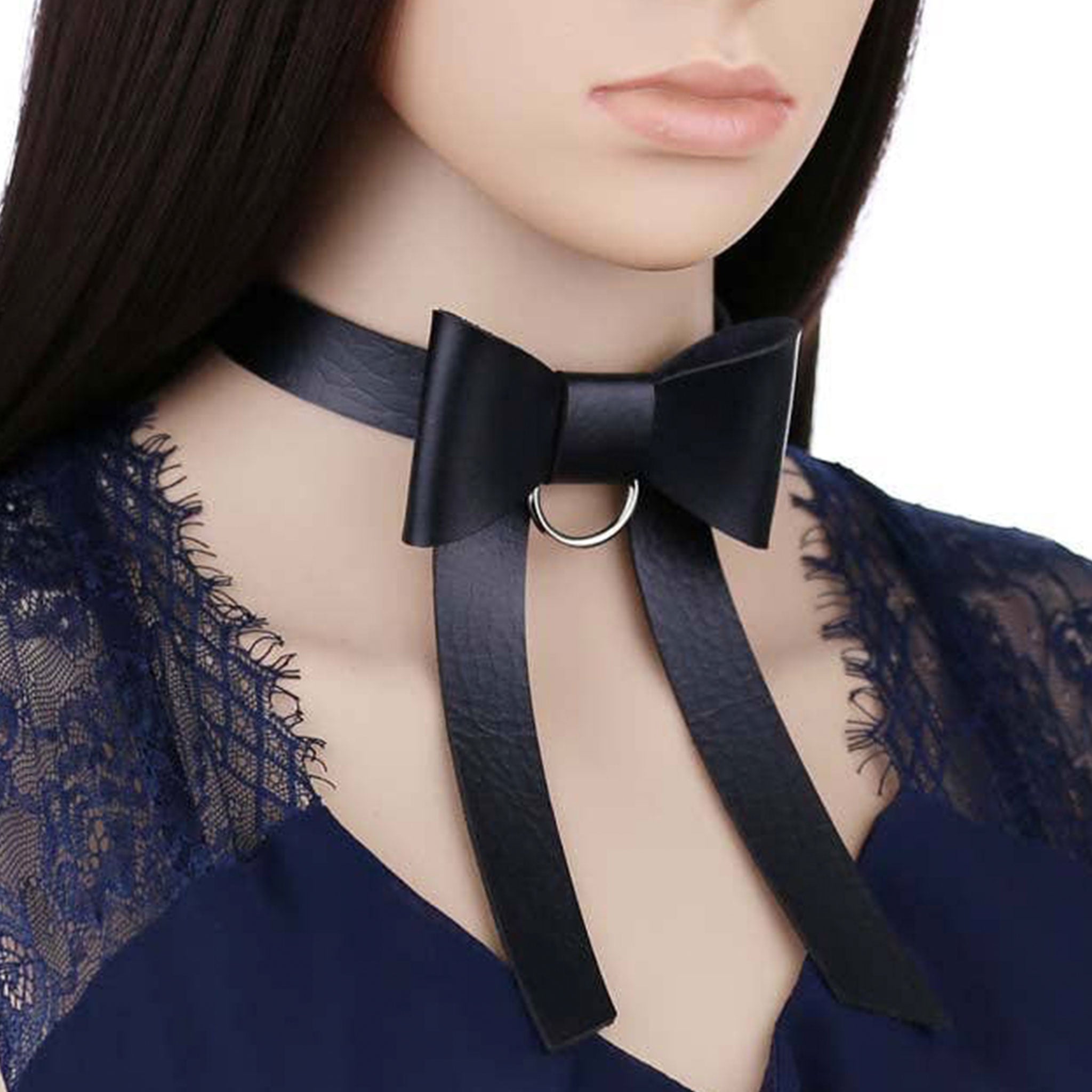 Leather PU-leather faux-leather accessories collar choker bow-tie kentucky-western string-bowtie D-ring long-tails ribbon-tails adjustable buckle well-dressed coquettish fetish fashion alt-fashion alternative goth gothic gothic-lolita harajuku western polite-western bondage bdsm bdsm-fashion bdsm-toys bdsm-gear kink kinky kinkwear kinky-play pet-play pet-training roleplay role-play colonel-sanders wyatt-earp costume costume-accessories cosplay halloween halloween-accessories unisex black