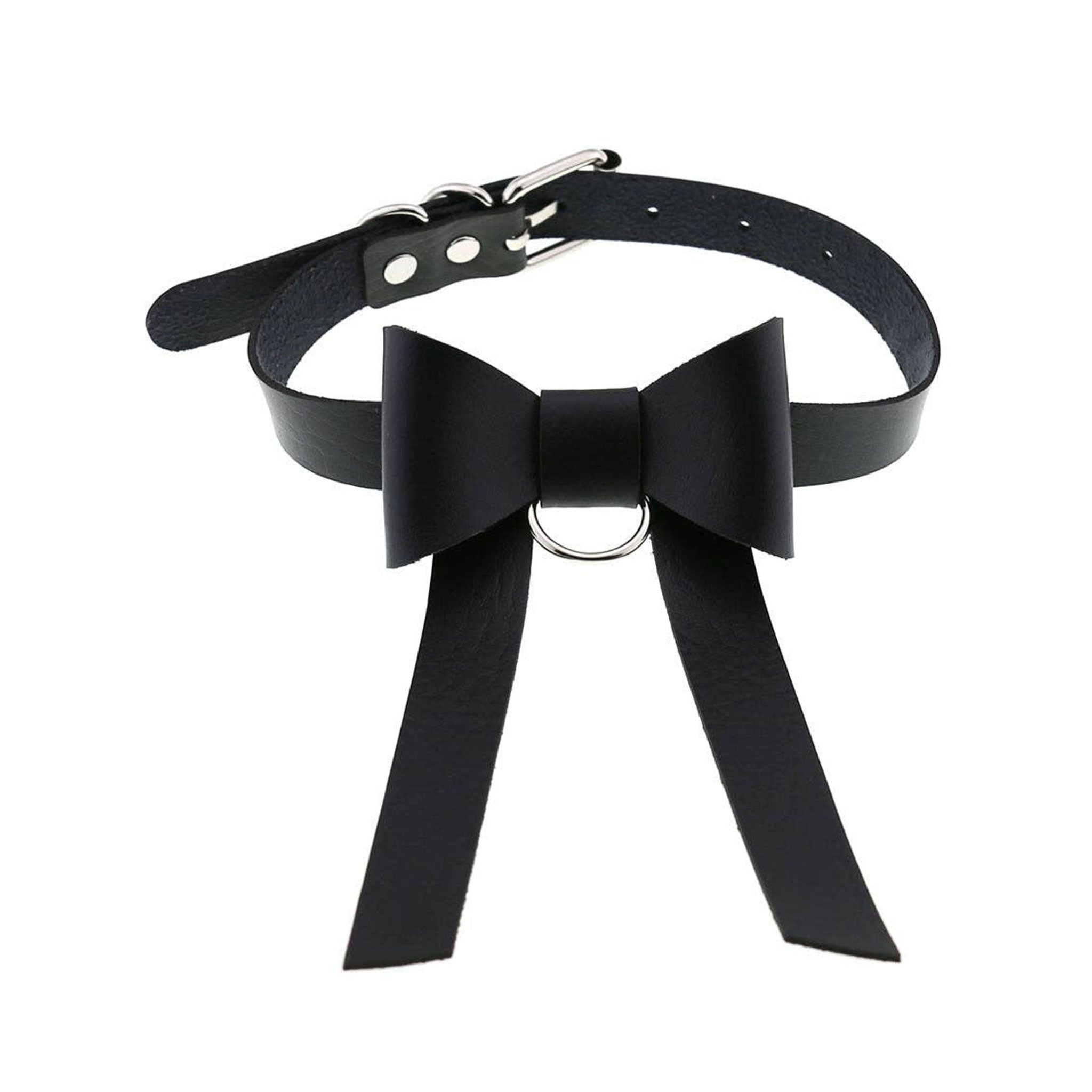 Leather PU-leather faux-leather accessories collar choker bow-tie kentucky-western string-bowtie D-ring long-tails ribbon-tails adjustable buckle well-dressed coquettish fetish fashion alt-fashion alternative goth gothic gothic-lolita harajuku western polite-western bondage bdsm bdsm-fashion bdsm-toys bdsm-gear kink kinky kinkwear kinky-play pet-play pet-training roleplay role-play colonel-sanders wyatt-earp costume costume-accessories cosplay halloween halloween-accessories unisex black