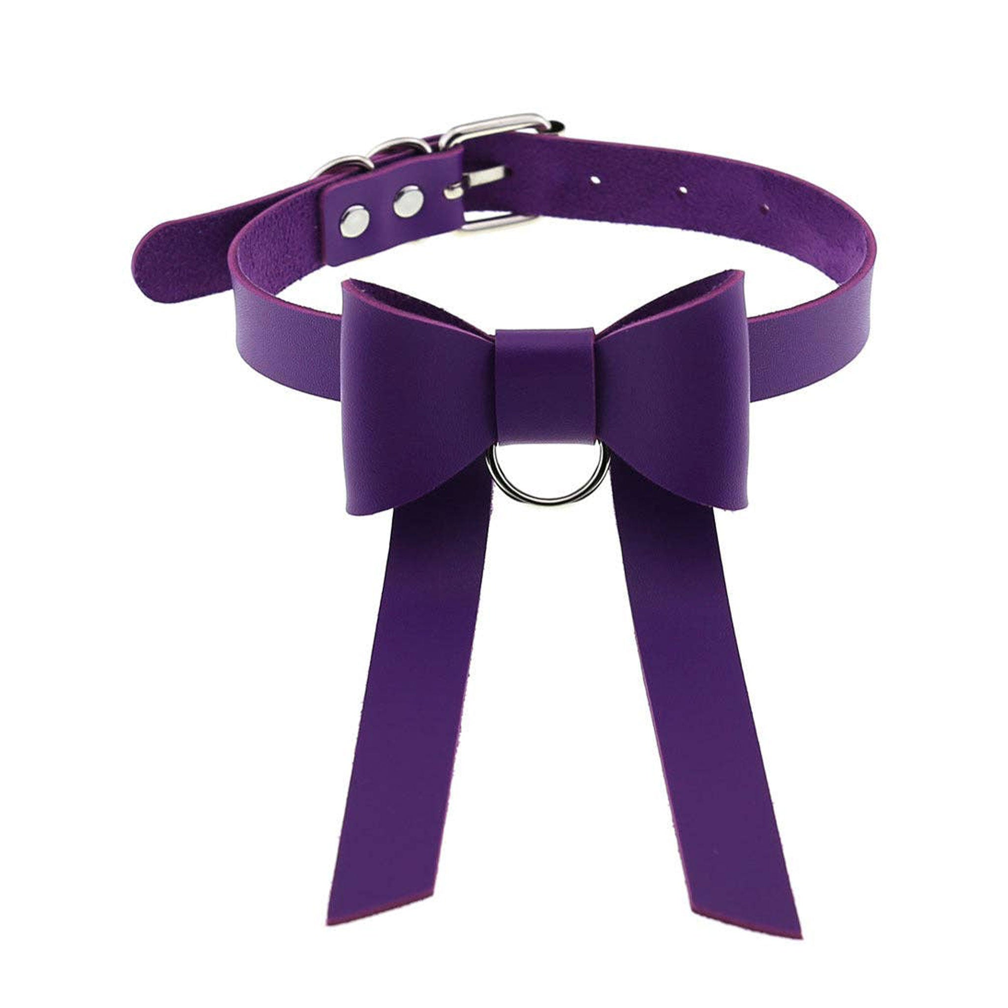 Leather PU-leather faux-leather accessories collar choker bow-tie kentucky-western string-bowtie D-ring long-tails ribbon-tails adjustable buckle well-dressed coquettish fetish fashion alt-fashion alternative goth gothic gothic-lolita harajuku western polite-western bondage bdsm bdsm-fashion bdsm-toys bdsm-gear kink kinky kinkwear kinky-play pet-play pet-training roleplay role-play colonel-sanders wyatt-earp costume costume-accessories cosplay halloween halloween-accessories unisex purple