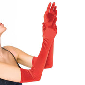 Polyester spandex elastane satin gloves long opera opera-length evening formal elegance stretchy costumes cosplay flapper halloween accessories red