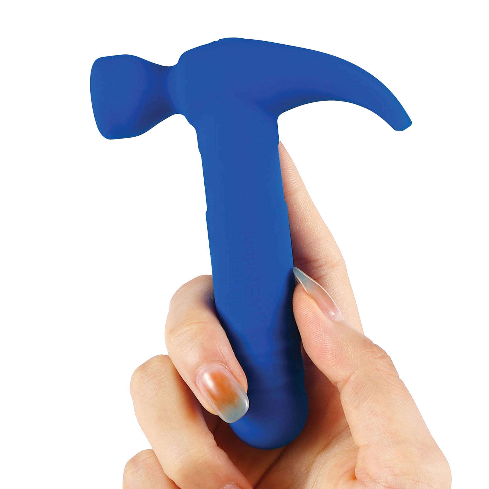 Hammer vibrator, compact, flexible shaft, waterproof, blue silicone.
