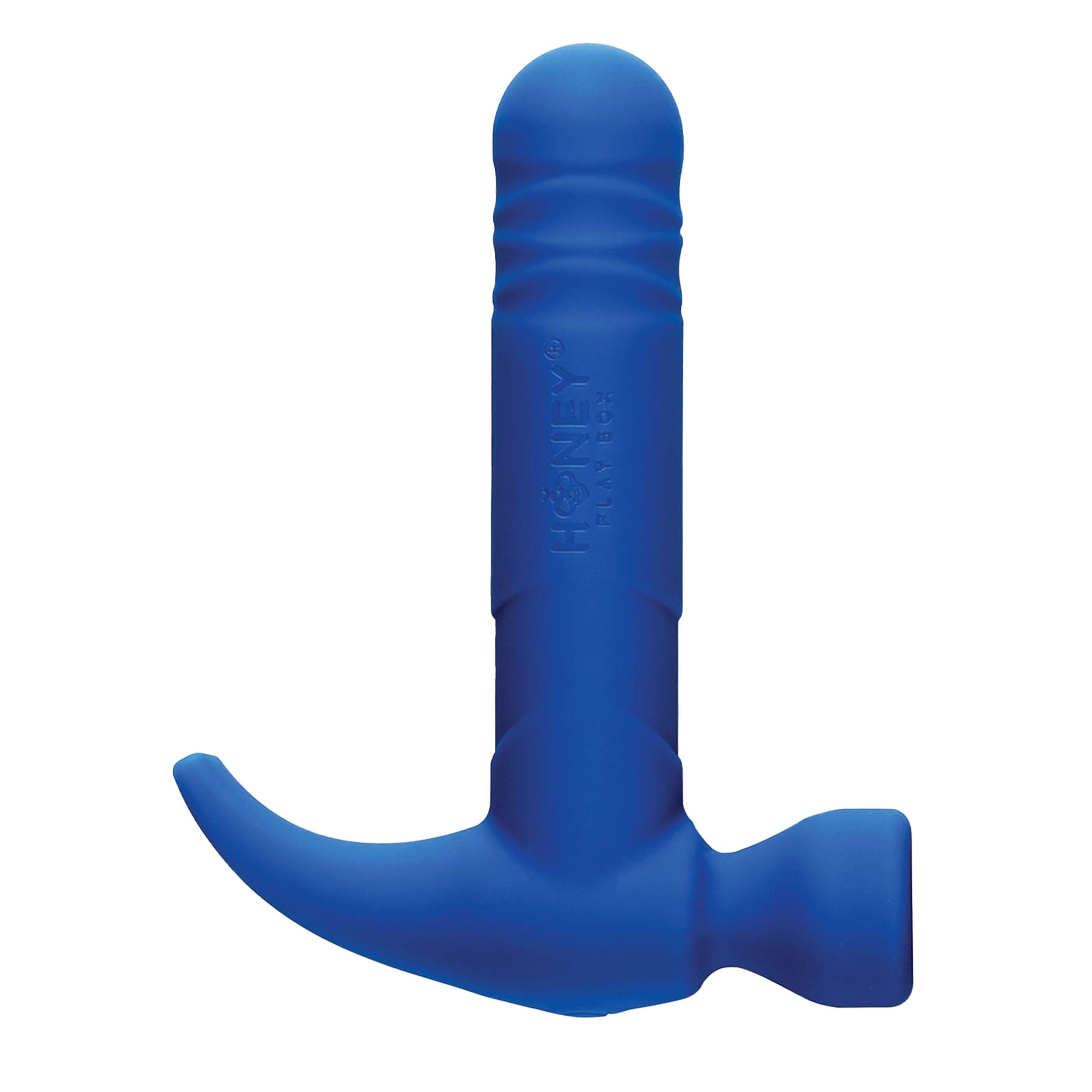Hammer vibrator, compact, flexible shaft, waterproof, blue silicone.