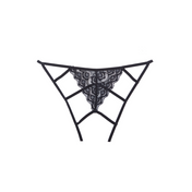 black strappy crotchless lace panty ouvert seductive lingerie fetish factory one-piece